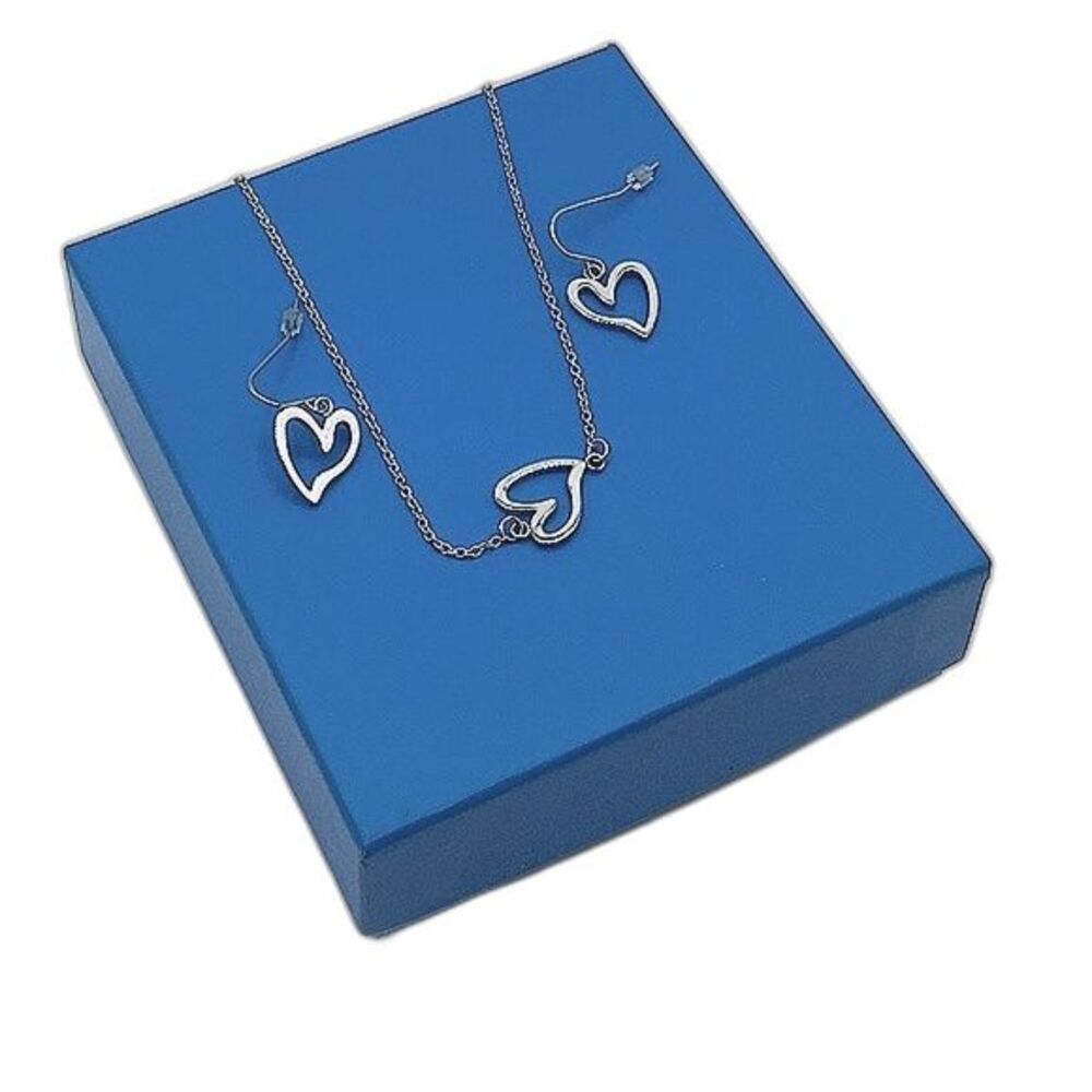 Michael Anthony Vintage Heart Jewelry Set NOS Retired Silver Necklace Earrings